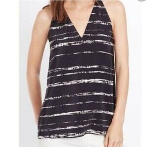 VINCE 100% Silk Camisole Tank Career Office Wear Size Large Shadow Stripe Black